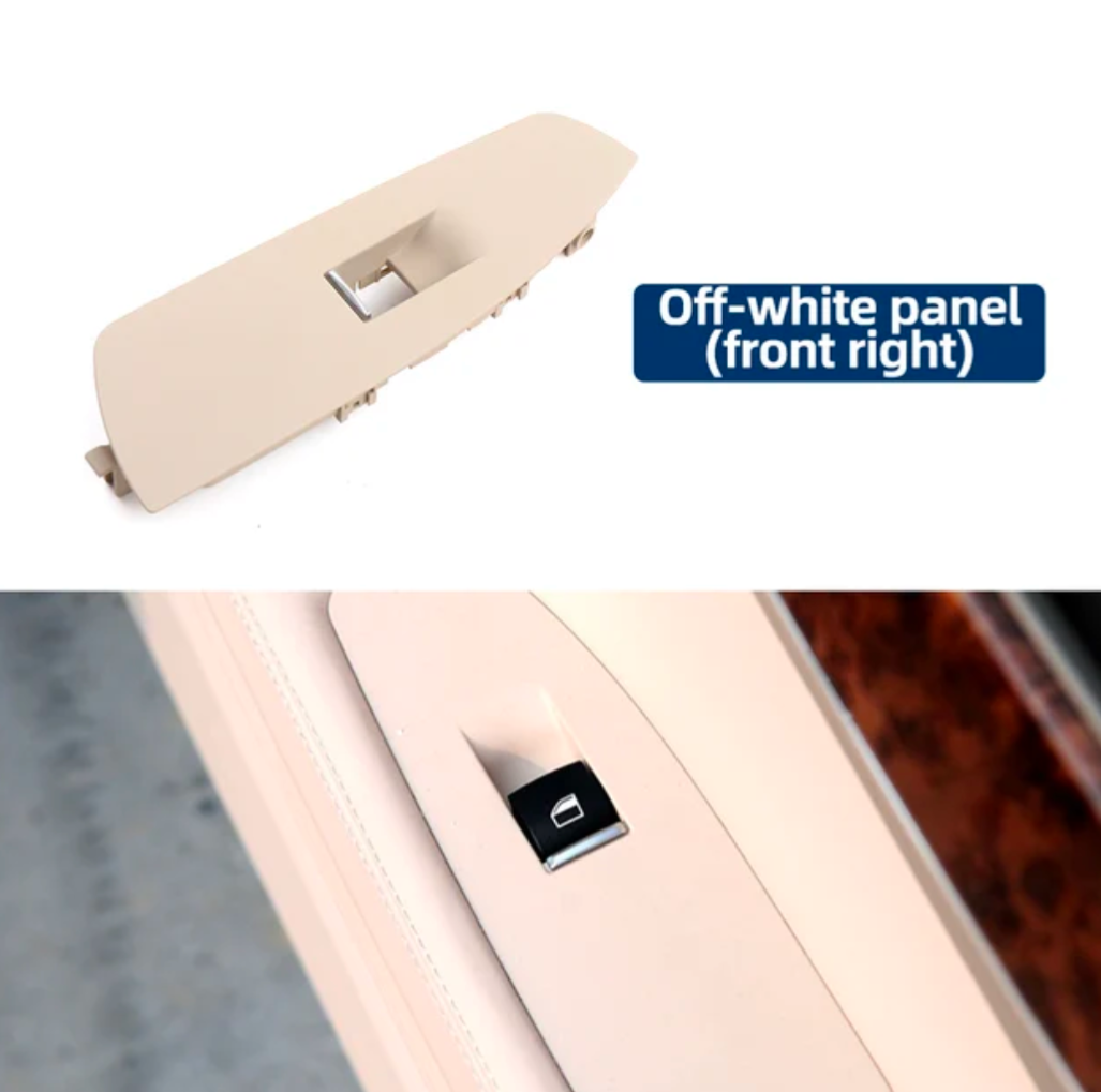 Replacement window switches trims for BMW 7 Series F01 (2010 - 2017) BMW Euro Premium Parts Passenger window switch trim Off-white Oyster