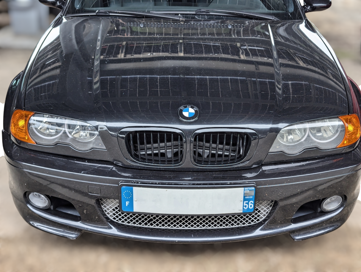 Black Front Kidney Grilles for BMW 3 Series and M3 E46 (1997 to 2005) BMW Euro Premium Parts