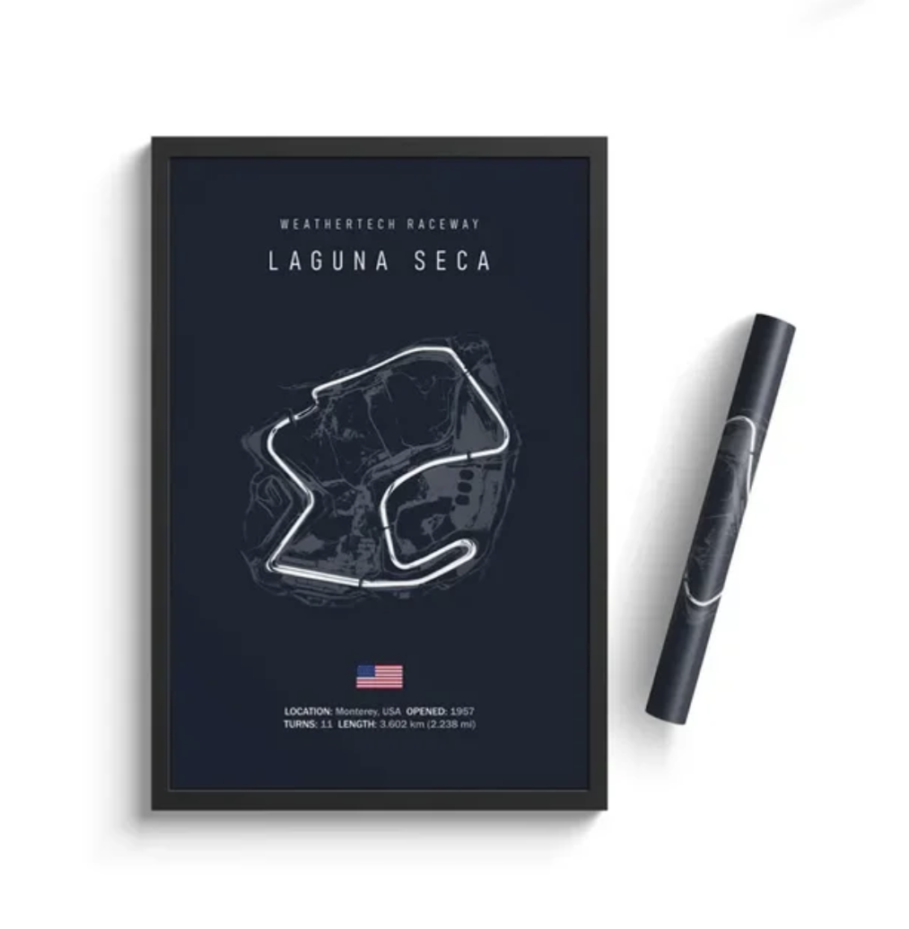 Car poster track of Laguna Seca | Wall art for your interior decoration Euro Premium Parts Dark 12" by 18"
