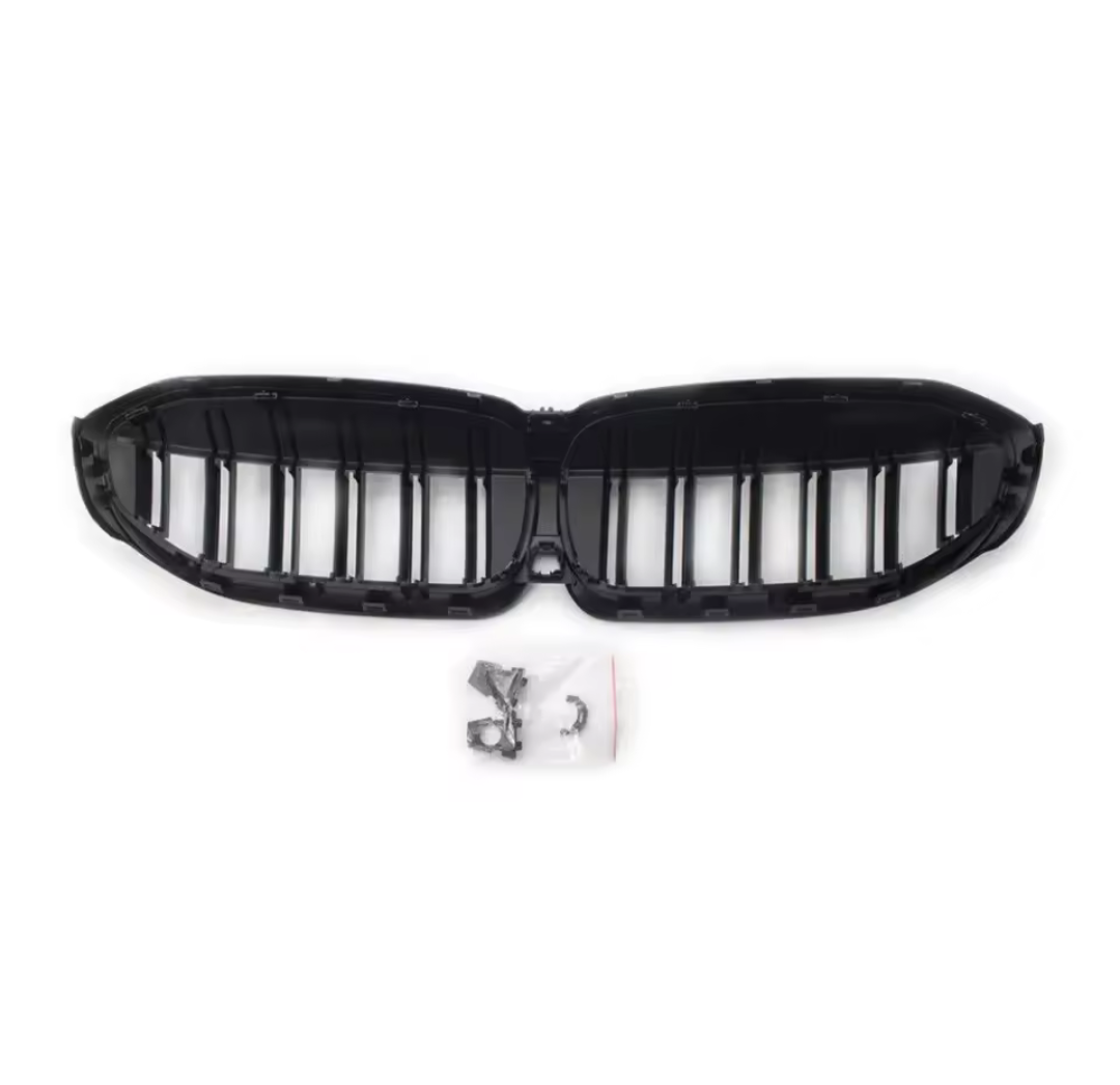 Black front kidney grilles M3 Competition-look for BMW 3 Series G20 (2019 to 2022) BMW Euro Premium Parts