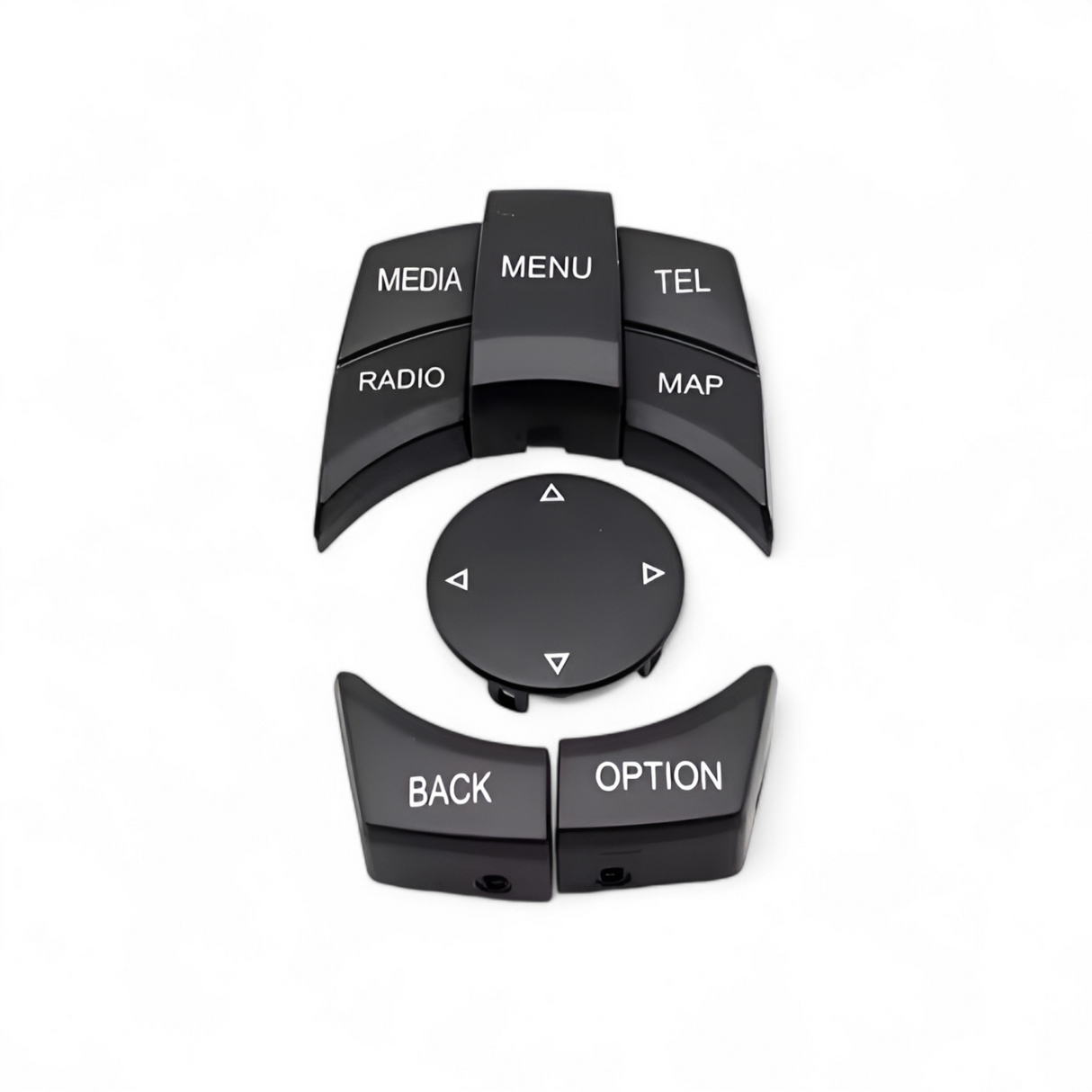 iDrive control buttons replacement kit for BMW 5 Series E60 (2004 - 2010) BMW Euro Premium Parts Black Top left "MEDIA", Bottom right "MAP"