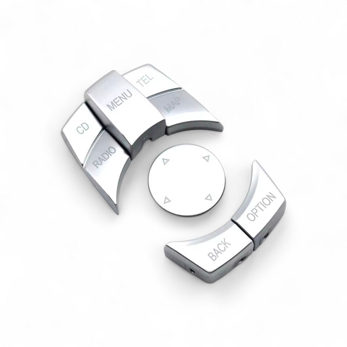 iDrive control buttons replacement kit for BMW 5 Series E60 (2004 - 2010) BMW Euro Premium Parts Silver Top left "CD", Bottom right "MAP"