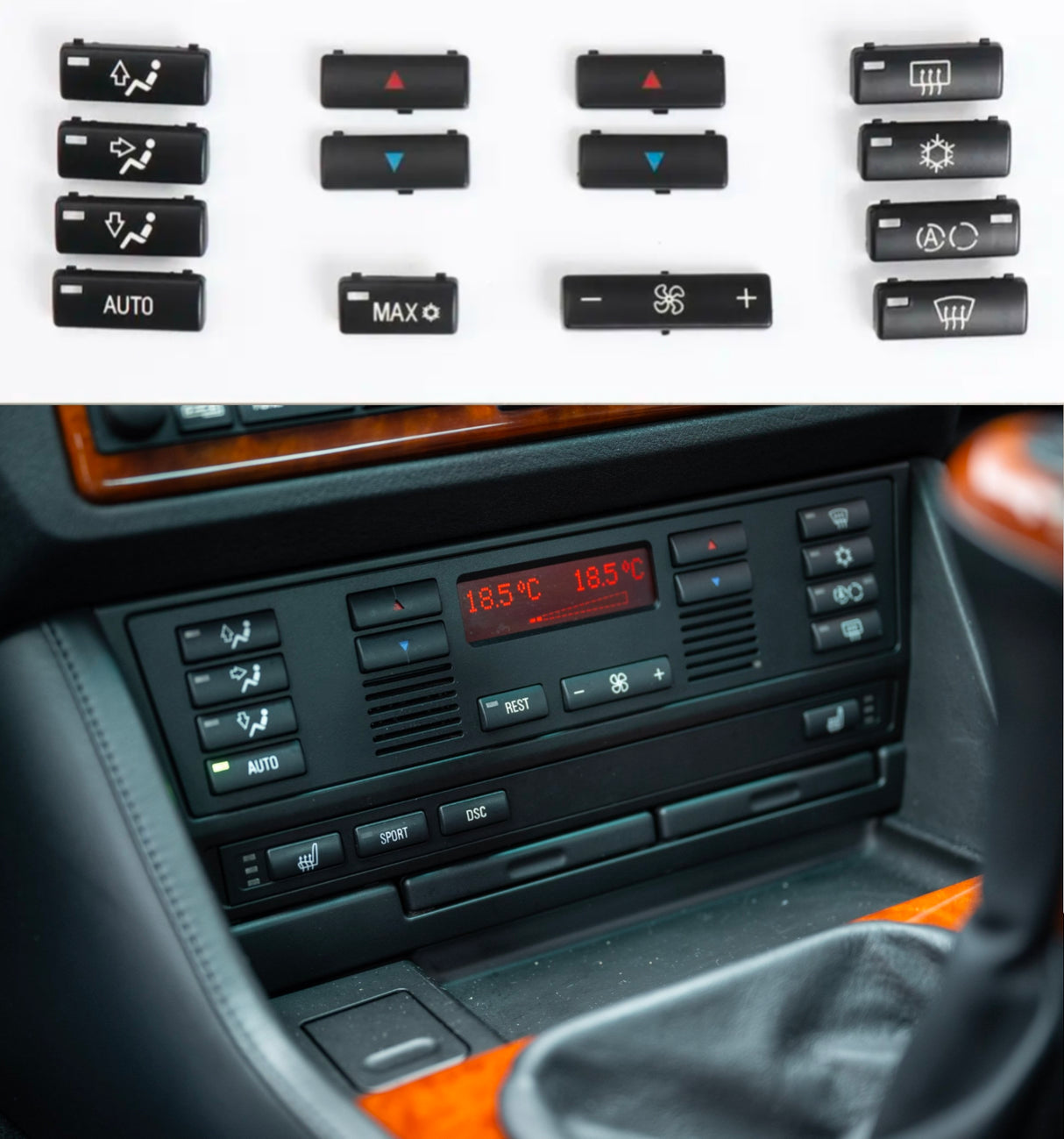 Set of 16 climate control buttons for BMW 5 Series M5 E39 (1996 to 2003) BMW Euro Premium Parts