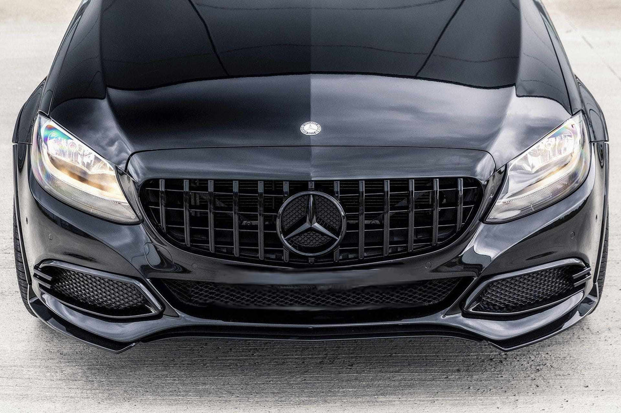Black Front Panamericana AMG GTR grille for Mercedes C-Class W205 (2014 to 2018) Mercedes-Benz Euro Premium Parts