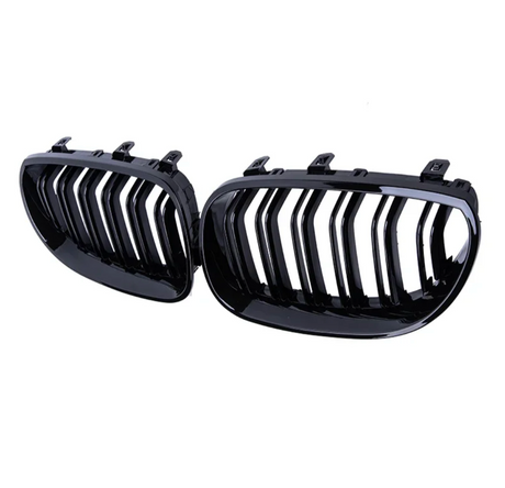 Black front kidney grilles M5 Competition-look for BMW 5 Series E60 (2003 to 2010) BMW Euro Premium Parts Double slat