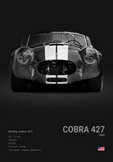 1965 Shelby Cobra 427 car poster | Wall Art for your interior decoration Euro Premium Parts Dark 12" by 18"
