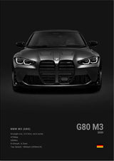 BMW M3 Competition G80 car poster | Wall Art for your interior decoration Euro Premium Parts Dark 12" by 18"