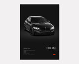 BMW M3 F80 car poster | Wall Art for your interior decoration Euro Premium Parts Dark 12" by 18"