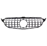 Black Front Panamericana AMG GTR grille for Mercedes C-Class W205 (2014 to 2018) Mercedes-Benz Euro Premium Parts Chrome