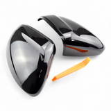 Volkswagen Arteon glossy black mirror caps (MY 2017-2023) VW Euro Premium Parts Without Lane Assist