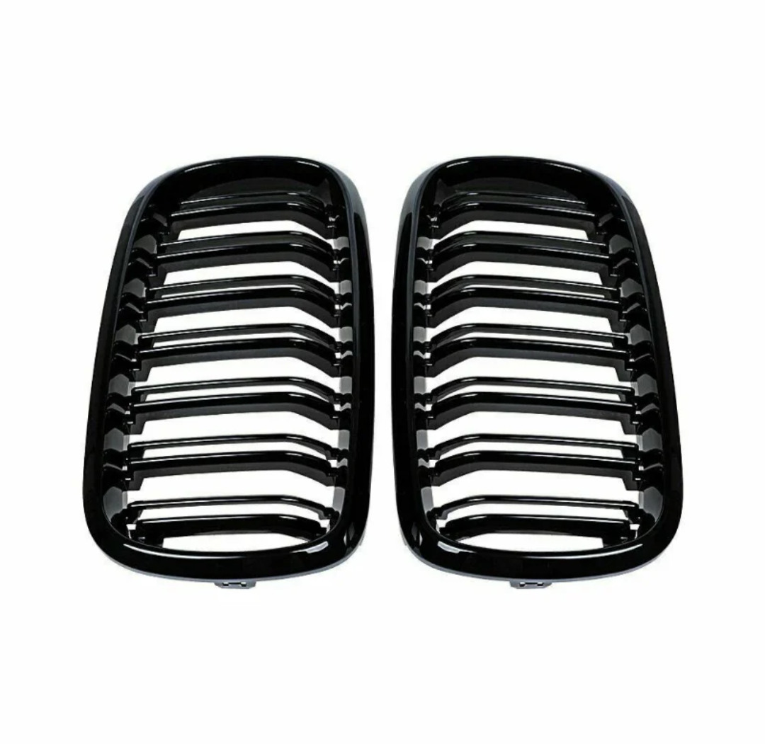 BMW X6 F16 Dual-Slat Gloss Black Front Kidney Grilles (2014 to 2018) BMW Euro Premium Parts